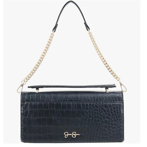 Jessica Simpson Brooke Clutch Python Shoulder Bag With Gold Chain Strap - Picture 3 of 8